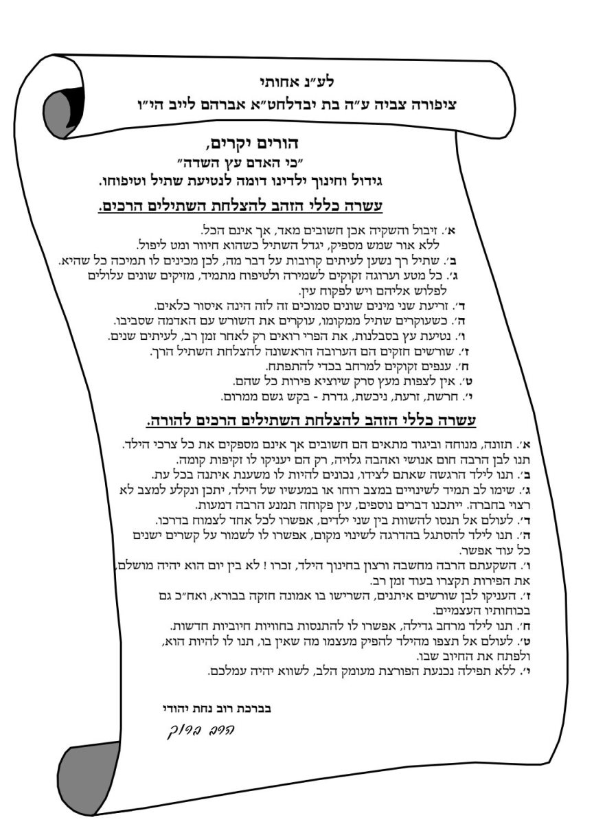 עצות להצלחת השתילים. הרב פורטנוי