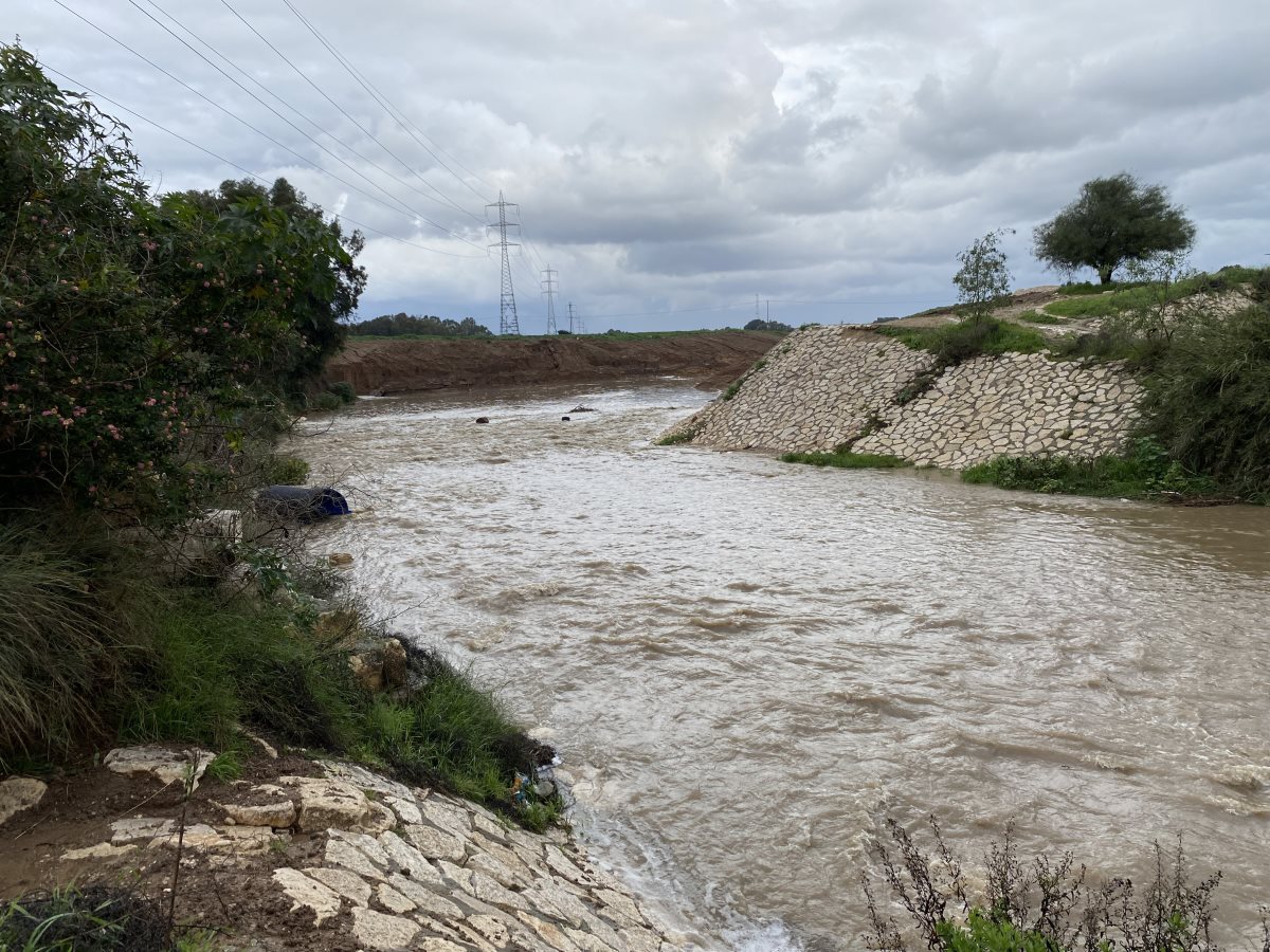 נחל לכיש הבוקר באשדוד (צילום: אשדוד נט)