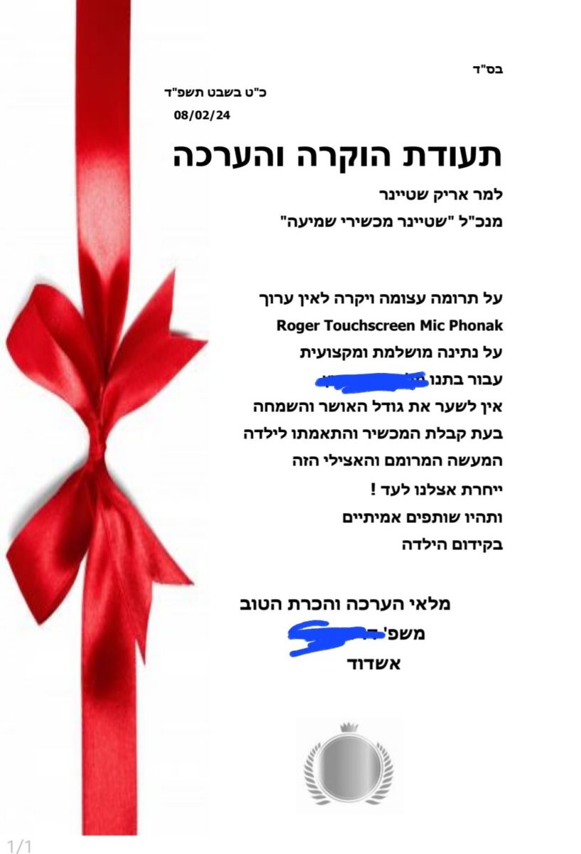 מכתב התודה לשטיינר. בית מלכה