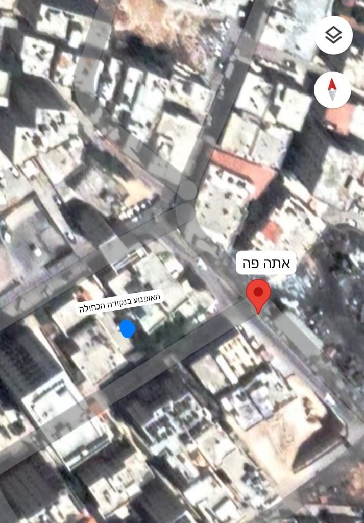 המיקום של עדי במחנה הפליטים שועפט ומיקום האופנוע שנגנב