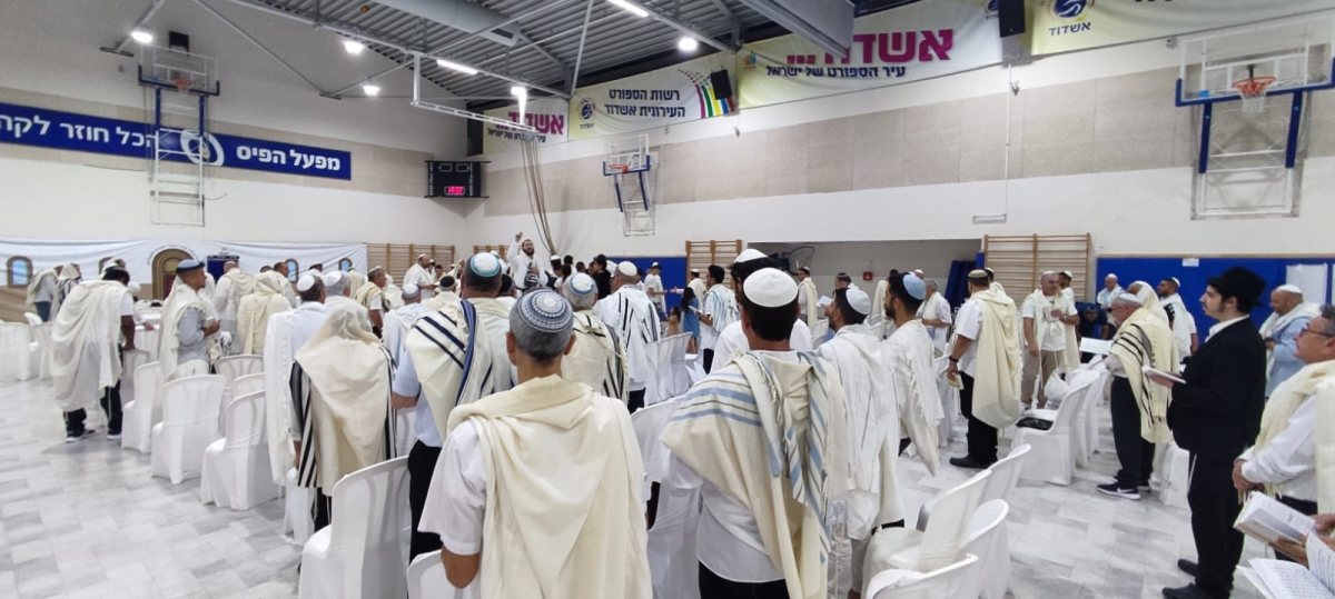 מתפללים ברובע י"א (באדיבות חב"ד אשדוד)