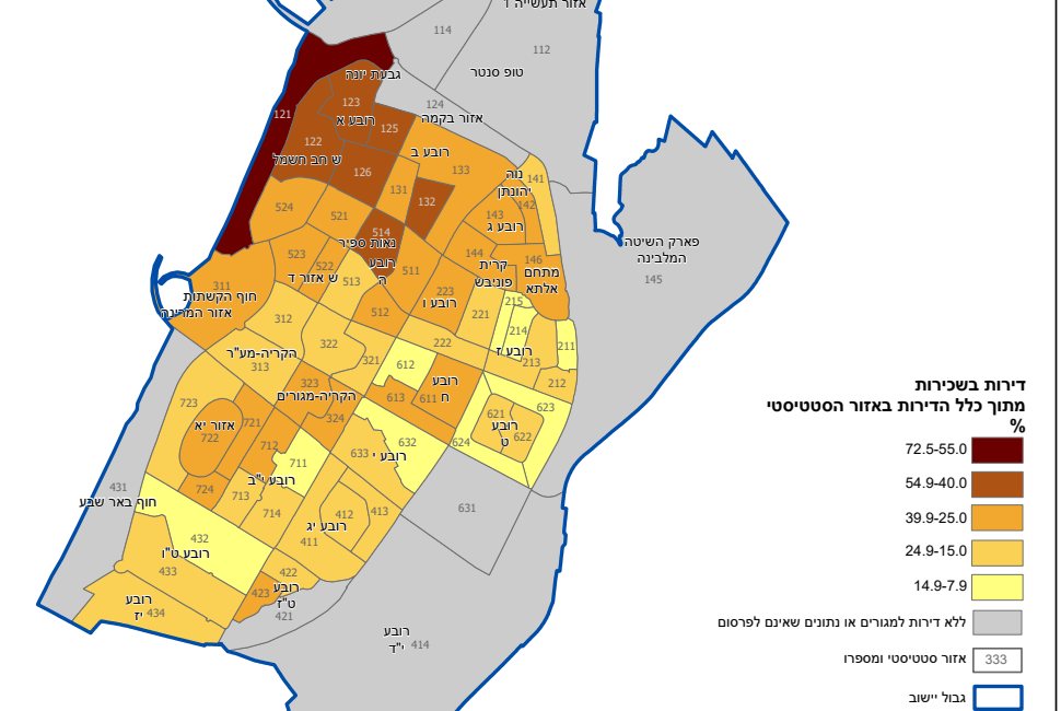 מפת השכירות באשדוד מתוך הלמ"ס