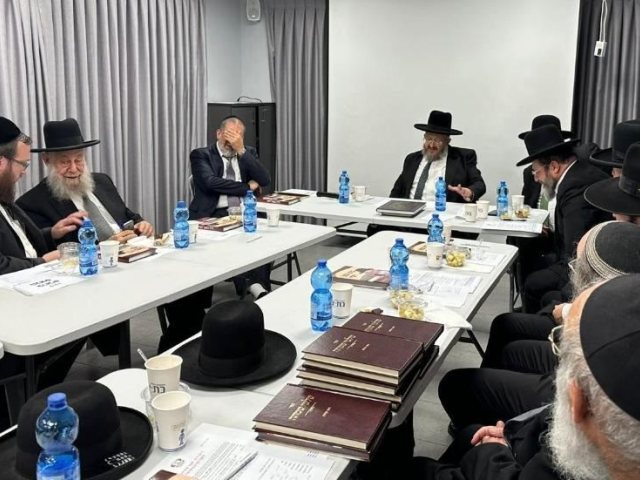 רב העיר הגרי שיינין בכנס הרבנים. א' מיכאלי