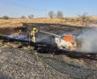 שריפת רכב התפשטה לקוצים בכביש 6 סמוך למחלף קריית גת 