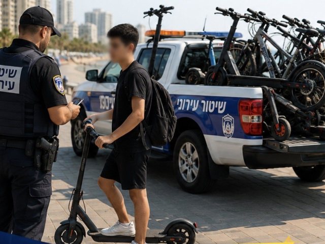אילוסטרציה אכיפה אופניים וקורקינטים חשמליים 