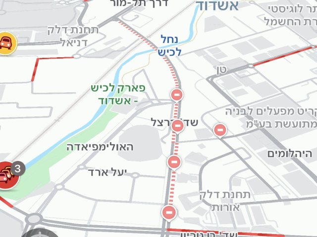 החסימה בשדרות הרצל (צילום מסך מוייז)