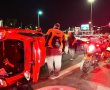 נהג התהפך עם רכבו במנחם בגין בכניסה הדרומית